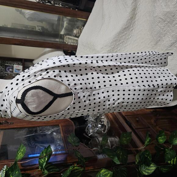 Anne Klein White and Black Dotted Blouse - Picture 4 of 11